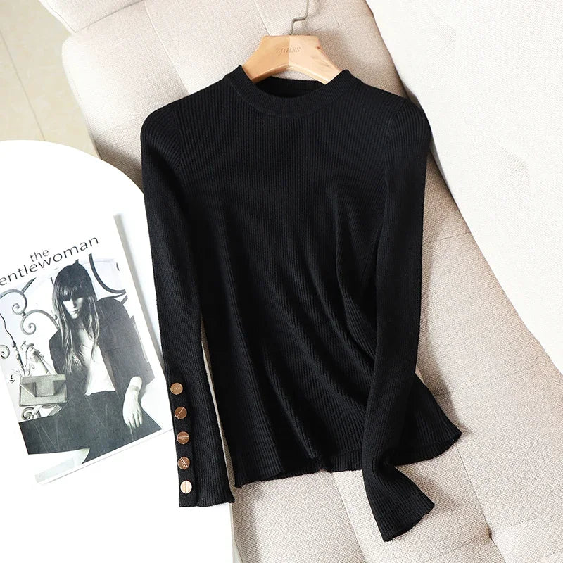 Button O-Neck Sweater